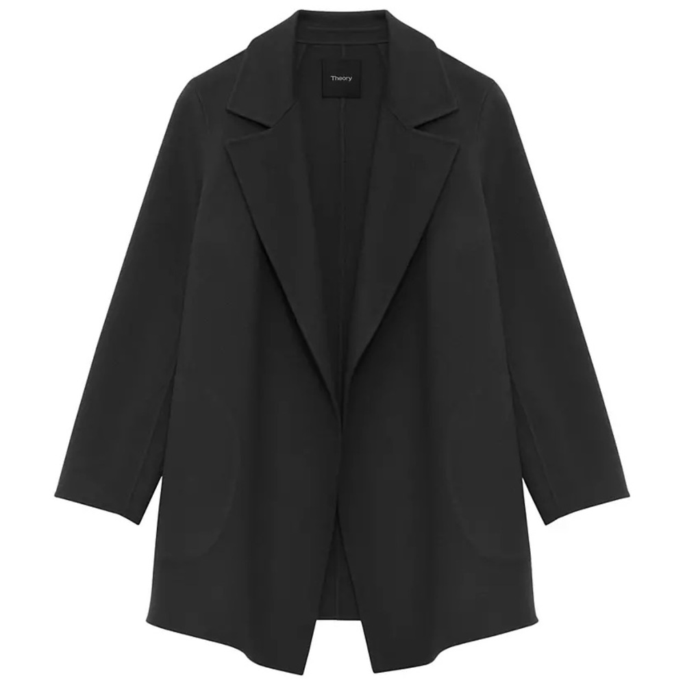 Theory Clairene Double Face Wool Cashmere Jacket Black Small